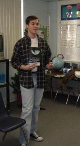 Jeff Provine talking to elementary students